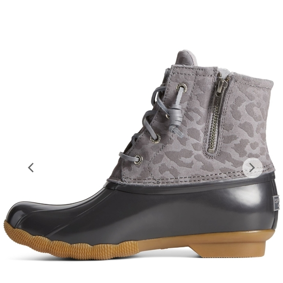 Sperry Saltwater Cheetah Gray Women's Duck Boots Size 7.5 - Picture 3 of 12